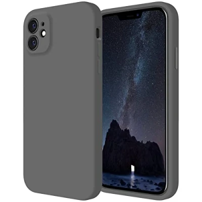 Abbildung von Cordking Designed for iPhone 11 Case, Silicone [Straight Edges] &amp; [Camera Protecion] Upgraded Phone Case with Soft Anti Scratch Microfiber Lining, 6.1 inch, Space Gray