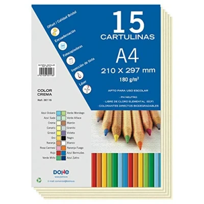 Abbildung von Dohe A4 Karton, cremefarben, für Bastel und Druckarbeiten (15 Stück) 21 x 29,7 cm 180 g/m² Büromaterial