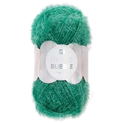 Abbildung von Frida&#039;s Wollhaus Rico Design 50 g Creative Bubble Schwammgarn Wolle Stricken Häkeln 57 Farben (009 Grün)