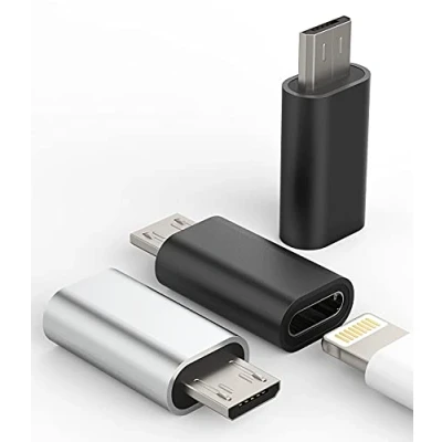 Abbildung von 3er Pack, Micro USB auf für Lightning Adapter, Buchse Stecker, Adapter Apple iPhone 7, 8 Plus, 11, 12 Mini, Max, Pro, iPad, Stromanschluss, Compatible Samsung