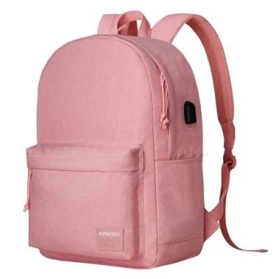 Abbildung von SUPACOOL Leichter Casual Laptop Rucksack mit Fach 15,6 Zoll für Männer und Frauen, College(Rosa)