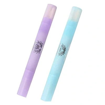 Abbildung von iwobi 2 Stücke Nail Art Entfernung Stifte, Nagellack Korrekturstift mit 6 Austauschbare Ersatzspitzen, Entferner Stifte Nagellackentferner Stift Baumwollköpfen（Lila + Blau）