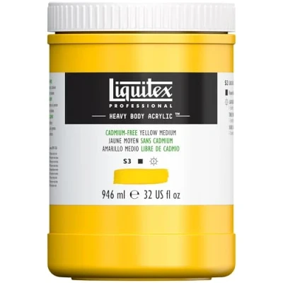 Abbildung von Liquitex 4413890 Professional Heavy Body Acrylfarbe in Künstlerqualität mit ausgezeichneter Lichtechtheit buttriger Konsistenz, 946ml Topf Kadmiumfrei Gelb mittel
