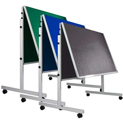 Abbildung von Master of Boards mobile Metaplanwand Moderationstafel mit Filz Oberfläche Pinntafel klappbar &amp; doppelseitig benutzbar Moderationswand Rollen 120x150cm (blau)