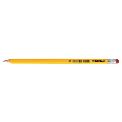 Abbildung von Bleistift mit Radiergummi DONAU HB gelb lackiert 12Stk