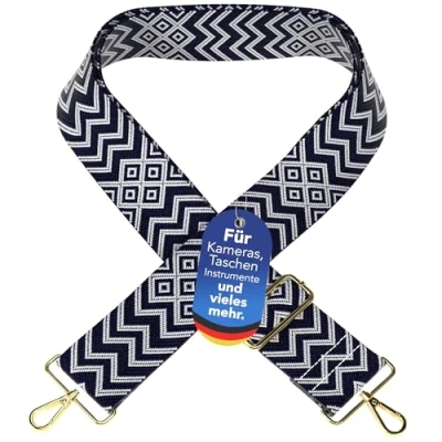 Abbildung von EAZY CASE Schulterriemen Schultergurte für Taschen gemustert Cross Bag Handytaschenband Smartphonekette Schultertasche Blau Weiß