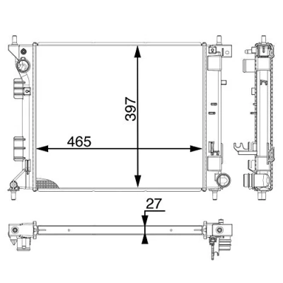 Abbildung von MAHLE ORIGINAL CR 1982 000P Kühler, Motorkühlung 500mm 358mm 14mm Automatikgetriebe Kühlrippen gelötet HYUNDAI: ix20 (JC) 1.6 2010