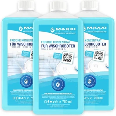 Abbildung von Maxxi Clean 3x 750 ml Bodenreiniger mit Frische Duft geeignet für alle Wischroboter Universal Reiniger Konzentrat Wischflüssigkeit Boden, Parkett, Fliesen Saugwischer Reinigungsmittel