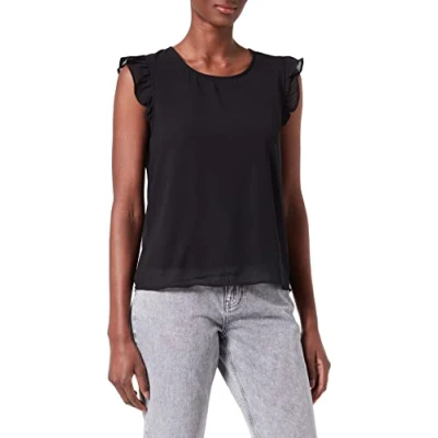 Abbildung von ONLY Onlann STAR Frill Tshirt print, Damen, Größe: XS, Black
