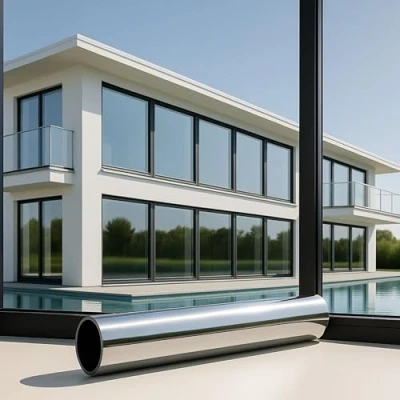 Abbildung von MARAPON® Sonnenschutzfolie Fenster innen [90x200 cm] Fensterfolie Sonnenschutz von durchsichtig aussen Blickdicht Spiegelfolie Sichtschutz STATISCH HAFTEND