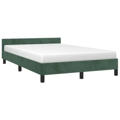 Abbildung von vidaXL Bettgestell mit Kopfteil, Bettrahmen Lattenrost, Bett Polsterbett Stützbeinen, Schlafzimmerbett Doppelbett, Dunkelgrün 120x200cm Samt