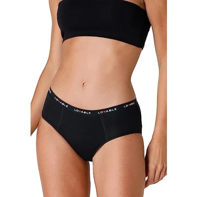 Abbildung von Lovable Slip Periodenunterwäsche Panty mit Normal Fluss Period Panties Damen , Schwarz S
