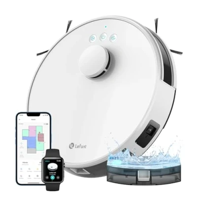 Abbildung von LEFANT M1 Saugroboter mit Wischfunktion, LiDAR Navigation, 4000Pa Staubsauger Roboter, 200Mins Max, Selbstaufladend, WLAN, 8 No Go Zonen, Ideal Tierhaare, Teppich, Hartboden