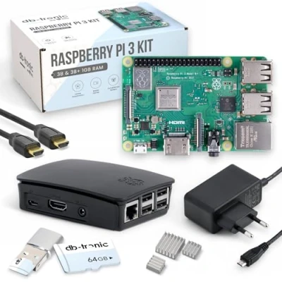 Abbildung von Raspberry Pi 3 B+ Starter Set Netzteil Gehäuse 64GB SD Karte 4K HDMI Kabel 1GB RAM
