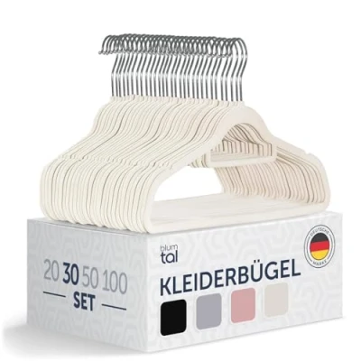Abbildung von Blumtal Kleiderbügel Rutschfest Samtoptik Platzsparend, (30 tlg), Premium inkl. Krawattenhalter, 360 drehbar, Anti Rutsch Bügel