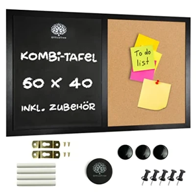 Abbildung von OfficeTree Wandtafel Kombitafel, (Set), Tafel Korkwand Memoboard mit Zubehör