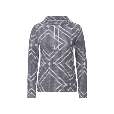 Abbildung von Cecil Jaquard Langarmshirt, Damen, Größe: Large, Grau