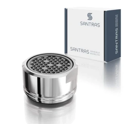 Abbildung von SANTRAS® Strahlregler M24 x 1 für jeden herkömmlichen Wasserhahn mit Siebeinsatz IN Chrom Mischdüse (Außengewinde 24 mm) Filtereinsatz, hochwertiger Dichtung und Luftmixer MADE GERMANY