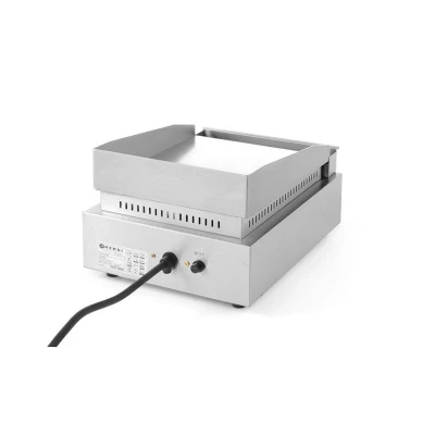 Abbildung von HENDI Elektro Grillplatte Profi Line 30 x 42 22,5 cm hartverchromte 9 mm Platte glatt bis 300 C mit Aufkantung, Edelstahl Bratplatte