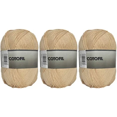 Abbildung von Hänselhome Garnknäuel aus Cotofil 100% Baumwolle perfekt zum Basteln und Handstricken Fleischfarben 100 g, ca. 220 Meter Packung mit 3 Stk