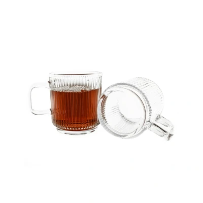 Abbildung von Almina Gläser Set 6 Tlg. Riffle Trinkgläser 360 ml mit Henkel Transparent