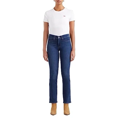 Abbildung von Levi&#039;s 314 Shaping Straight Jeans Slim Fit, Damen, Größe: 32x32, Lapis dark horse blue