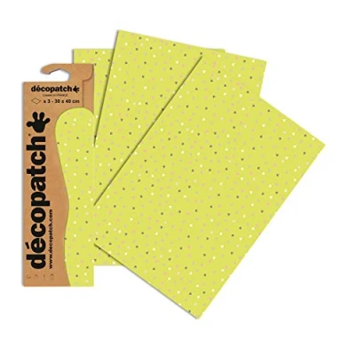 Abbildung von Decopatch Papier No. 687 (grün Herzchen bunt, 395 x 298 mm) 3er Pack