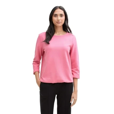 Abbildung von TOM Tailor Structured Langarmshirt, Damen, Größe: Large, Bright rose