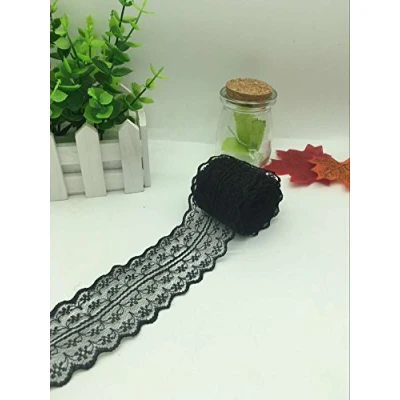 Abbildung von Yulakes 20 Meter Vintage Spitzenbordüre 4.5cm Breite, Spitzenborte Spitzenband ，Dekorband, Handwerk, Schleifband (schwarz)