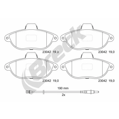 Abbildung von BRECK 23042 00 701 10 Bremsbelagsatz inkl. Verschleißwarnkontakt, mit integriertem Verschleißsensor Zubehör CITROËN: Jumpy I MPV, Evasion