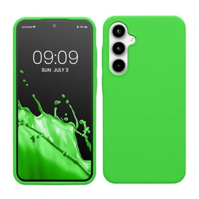 Abbildung von kwmobile Hülle kompatibel mit Samsung Galaxy A35 Silikon Handy Case Handyhülle weiche Oberfläche kabelloses Laden Limettengrün