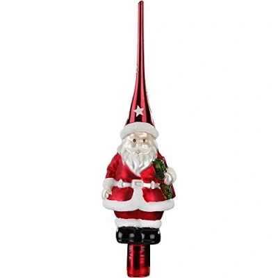 Abbildung von MAGIC Christbaumspitze Formspitze Weihnachtsmann 28cm Glas Santa rot