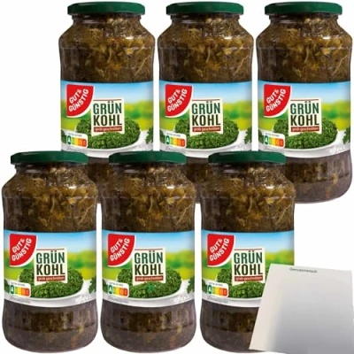 Abbildung von Gut&amp;Günstig Grünkohl erntefrisch verarbeitet im praktischen Glas 6er Pack (6x660g Glas) + usy Block