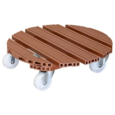 Abbildung von Wagner Pflanzenroller WPC Ø 38,5 x 11 cm I Blumenroller für Außenbereich + Innenbereich Kübelroller aus FSC® Wood Plastic Composite, Terracotta 2 Feststeller Tragkraft 150 kg 20055501