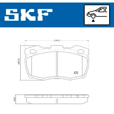 Abbildung von SKF VKBP 80435 Bremsbelagsatz nicht für Verschleißwarnanzeiger vorbereitet LAND ROVER: Defender SUV, SUV Cabrio, Pickup