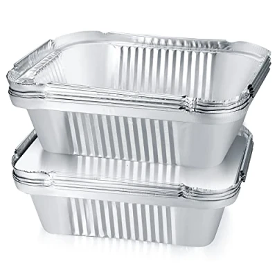 Abbildung von YiPHomn 30 Stück Grill Aluschalen, Alu Grillschalen, Tropfschalen, Auflaufform mit Deckel, Aluminiumfolie Schalen Behälter für Backen, Braten, Kochen 600ml