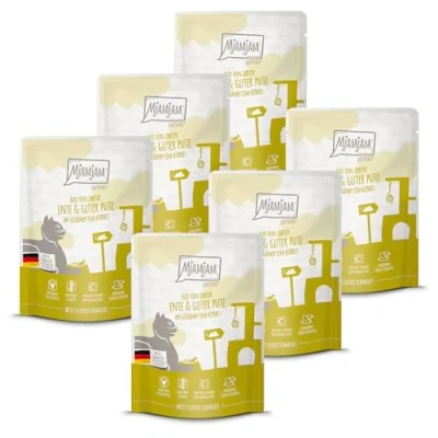Abbildung von MjAMjAM Premium Nassfutter für Katzen Quetschie DUO von zarter Ente &amp; guter Pute an gedämpftem Kürbis, 6er Pack (6 x 300g), getreidefrei mit extra viel Fleisch