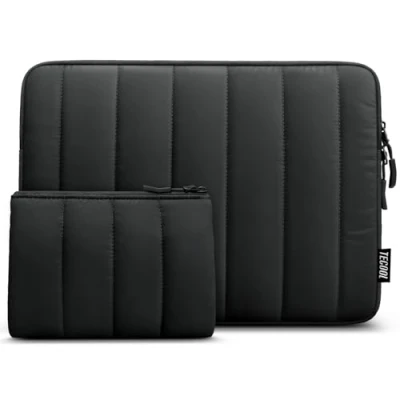 Abbildung von TECOOL 16 Zoll Laptop Tasche Hülle für MacBook Pro M4 M3 M2 M1(A3403 A3186 A2991 A2780 A2485 A2141) 2024 2023 2019,16 Notebook Lenovo HP Dell Asus Spritzfeste mit Zubehörtasche,Schwarz