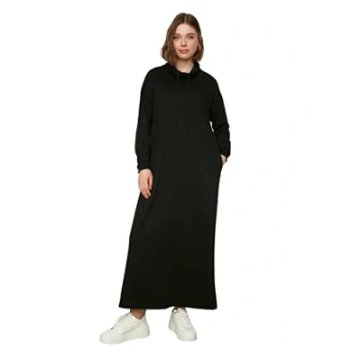 Abbildung von Trendyol Damen Women&#039;s Design Maxi Standard Cowl Neck Knit Dress, Schwarz, 38 EU
