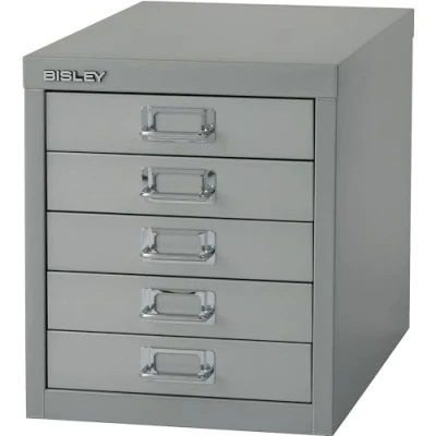 Abbildung von Bisley Schubladenschrank Basis A4 5 Schübe silber