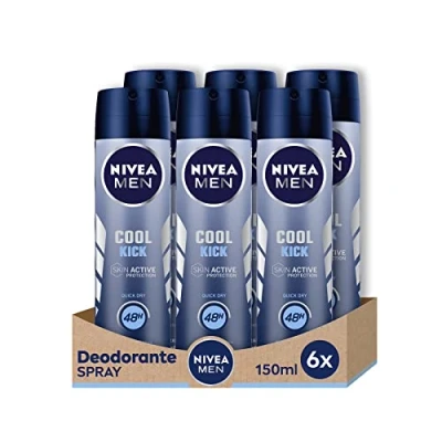 Abbildung von NIVEA Men Cool Kick Spray Deo im 6er Pack (6 x 150 ml) mit Care Formel, Anti Transpirant Deodorant für 48h intensive Frische