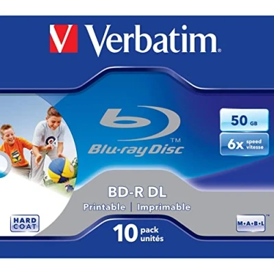 Abbildung von Verbatim BD R DL 50GB 6X Wide Printable 10pk Leere Blu Ray Discs (Jewelcase)