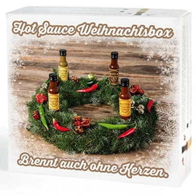 Abbildung von Mexican Tears® Hot Sauce Weihnachtsbox, Chili aus Habanero Chili, Chipotle &amp; Meersalz, perfekt zum BBQ, Pulled Pork und Würzen [4x100ml scharfe Sauce]