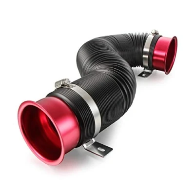 Abbildung von Madlife Garage Universelles 76 mm Kaltlufteinlass, flexibles Induktionsrohrschlauch Set (rot)