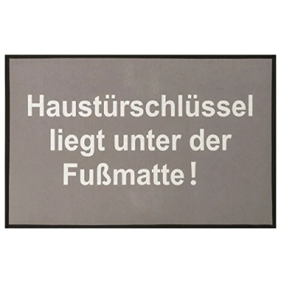 Abbildung von Geschenkestadl Fußmatte mit Spruch Haustürschlüssel liegt unter... witzig rutschfest 68 x 45 cm Schmutzfangmatte