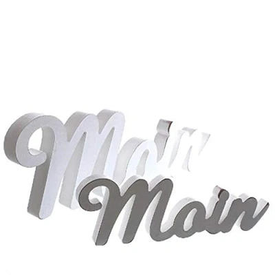 Abbildung von Dio Schriftzug Moin in Schreibschrift weiß aus MDF, ca 39x2x14 cm
