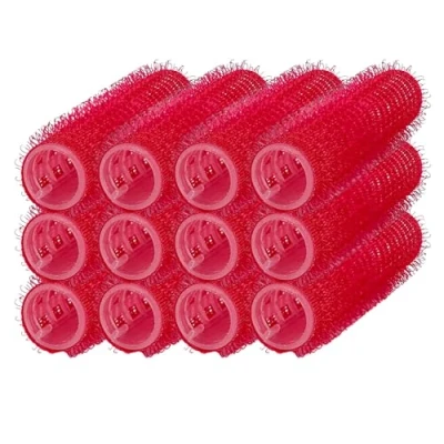 Abbildung von PONIK&#039;S PROFESSIONAL Haarrollen Lockenwickler, Lockenwickler Selbsthaftend Set, Haar Roller 12 Stücke, Locken 13mm, Selbst Griff rot