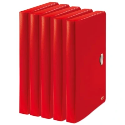 Abbildung von Leitz Recycle Ablagebox, 5er Pack, Für 250 Blatt A4, Aufbewahrungs und Archivierungsbox, Premium Qualität, 100 % recycelbar, CO2 kompensiert, Umweltfreundlich, Serie, Rot, 46230025