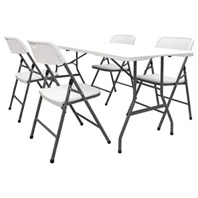 Abbildung von AMANKA 150kg Garten Sitzgruppe 180 cm Tisch Wetterfest Klappbar Gartenmöbel Set mit 4 Stühlen