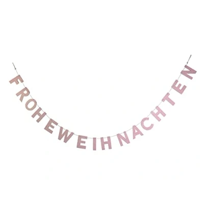 Abbildung von Riffelmacher Girlande mit Schriftzug Frohe Weihnachten 190x10 cm 12456 Rosa Türschmuck Wandschmuck Weihnachtszeit Adventszeit Holzbuchstaben Glitter